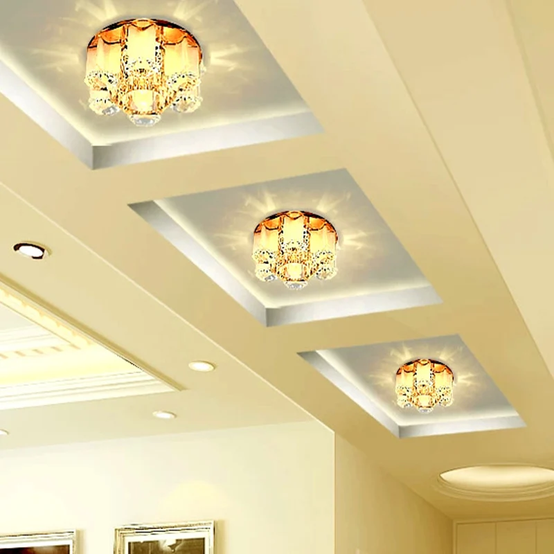 Plafonnier LED à montage encastré en forme de fleur en cristal, plafonnier de Style moderne pour couloir Clearhalo