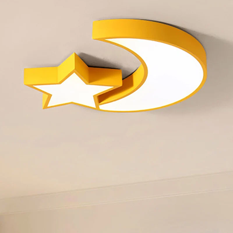 Plafonnier LED en métal acrylique avec étoile et lune, plafonnier mignon pour chambre d'enfant Clearhalo