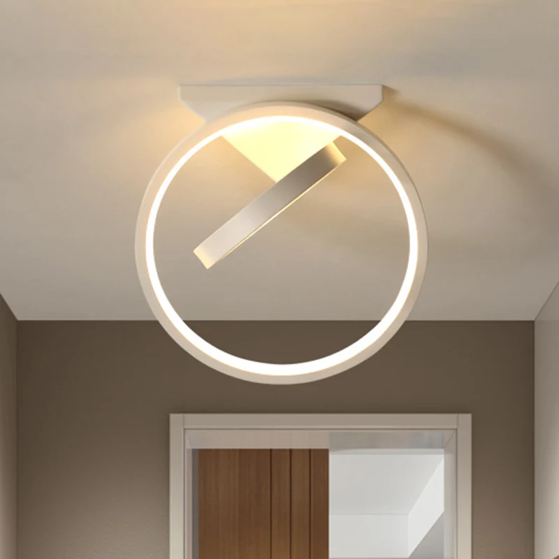 Plafonnier LED en métal à double anneau blanc/noir, lumière blanche/chaude pour couloir Clearhalo
