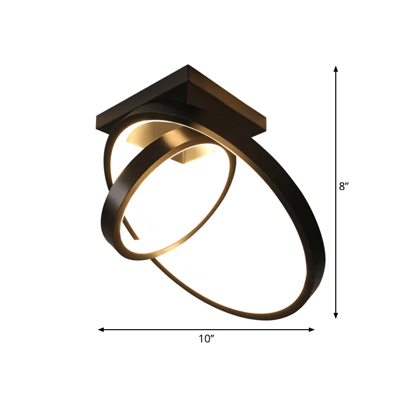 Plafonnier LED en métal à double anneau blanc/noir, lumière blanche/chaude pour couloir Clearhalo