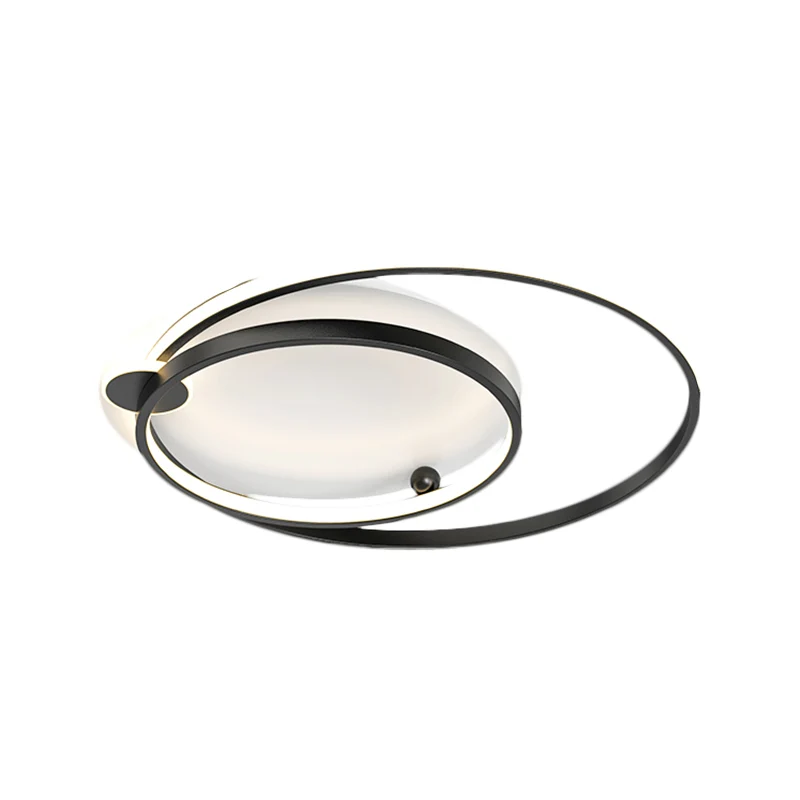 Plafonnier LED en métal à double cerceau modernisme, noir/or, lumière chaude/blanche, 18"/21,5" de largeur Clearhalo