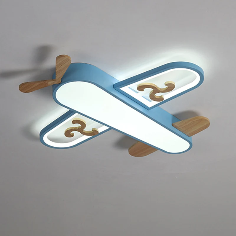 Plafonnier LED en métal pour enfants avec décoration en bois pour chambre à coucher Clearhalo