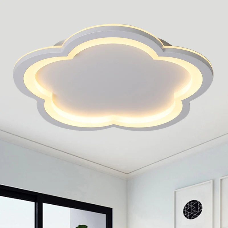 Plafonnier LED en métal Simplicity en forme de fleur, blanc/gris, avec diffuseur en acrylique, lumière blanche/chaude, 10"...