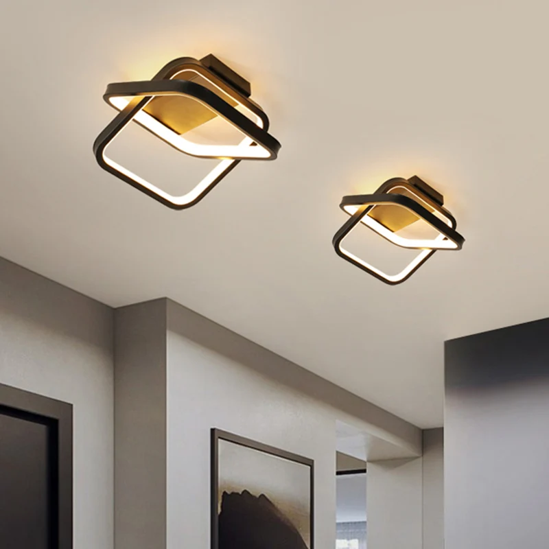 Plafonnier LED noir à Double rectangle, éclairage moderne en aluminium, lampe encastrée pour couloir Clearhalo