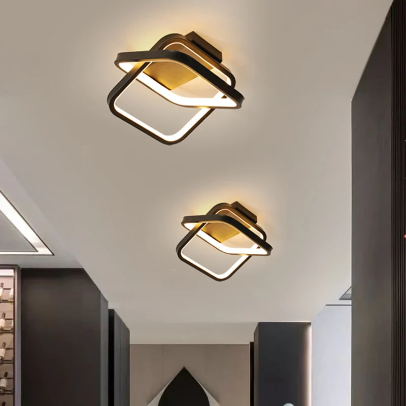 Plafonnier LED noir à Double rectangle, éclairage moderne en aluminium, lampe encastrée pour couloir Clearhalo