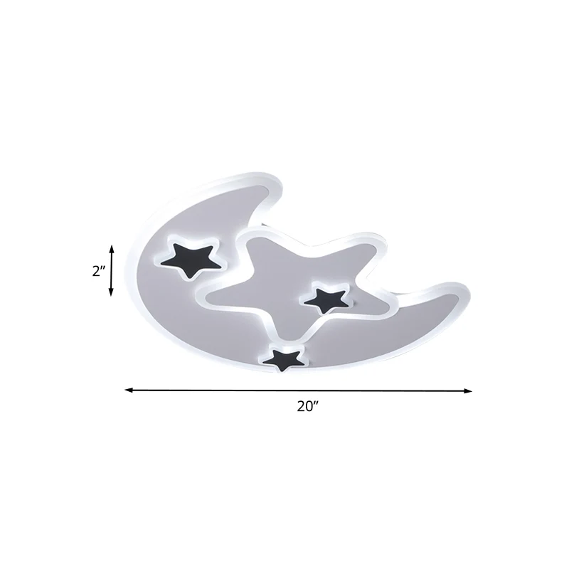 Plafonnier LED noir en forme de lune et d'étoile, luminaire de plafond contemporain en acrylique pour chambre d'enfant, lu...