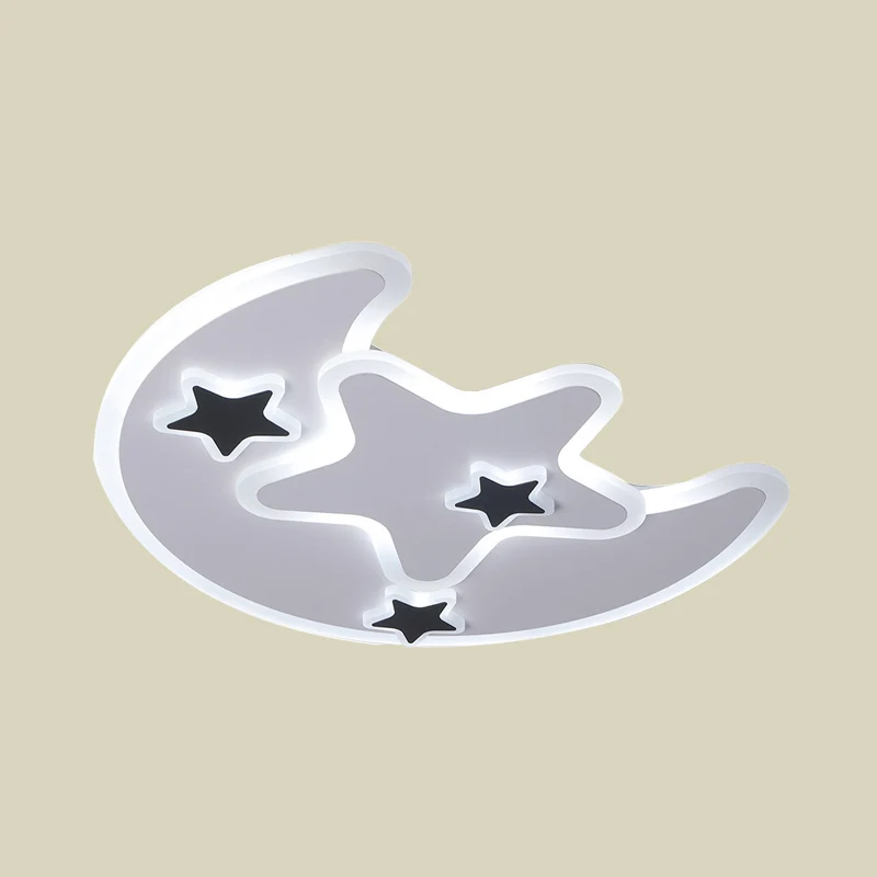 Plafonnier LED noir en forme de lune et d'étoile, luminaire de plafond contemporain en acrylique pour chambre d'enfant, lu...