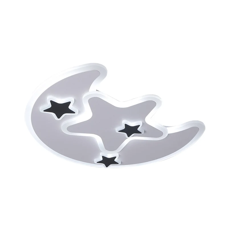 Plafonnier LED noir en forme de lune et d'étoile, luminaire de plafond contemporain en acrylique pour chambre d'enfant, lu...