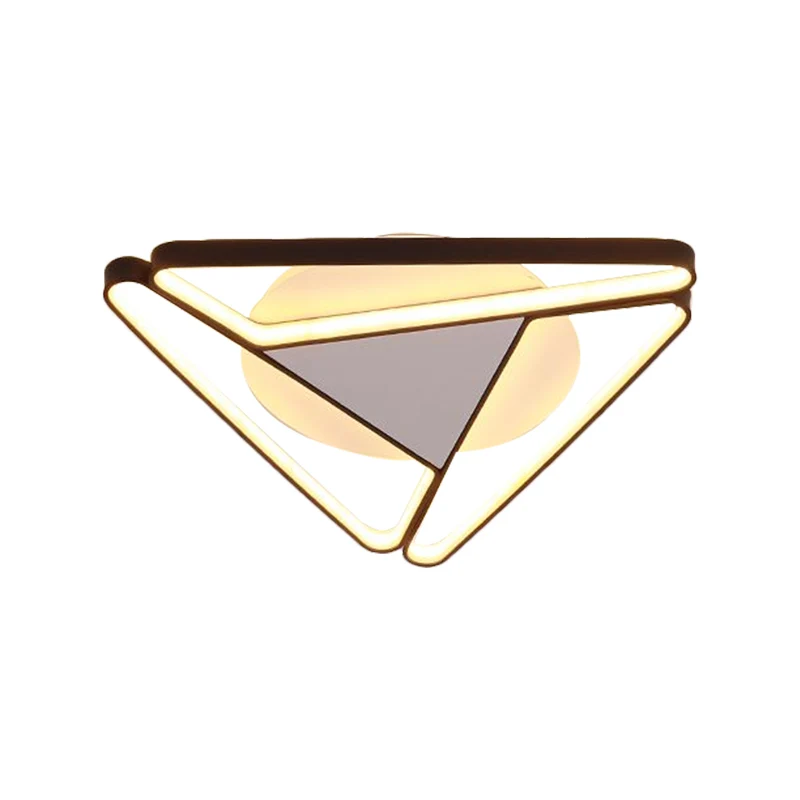 Plafonnier LED nordique avec abat-jour en acrylique noir/blanc, support triangulaire en forme de c, lumière chaude/blanche...