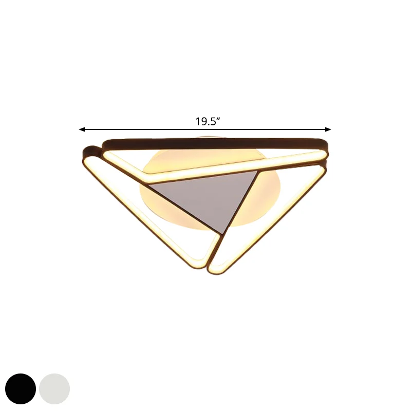 Plafonnier LED nordique avec abat-jour en acrylique noir/blanc, support triangulaire en forme de c, lumière chaude/blanche...