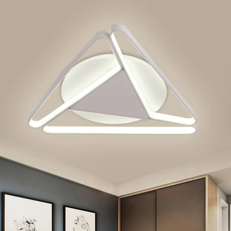 Plafonnier LED nordique avec abat-jour en acrylique noir/blanc, support triangulaire en forme de c, lumière chaude/blanche...