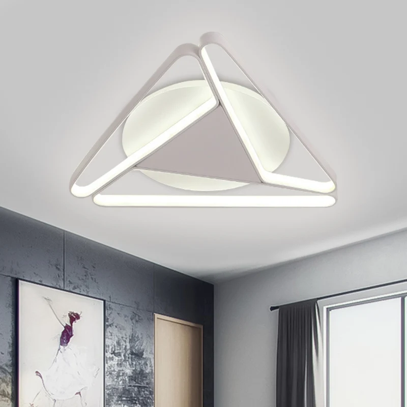 Plafonnier LED nordique avec abat-jour en acrylique noir/blanc, support triangulaire en forme de c, lumière chaude/blanche...