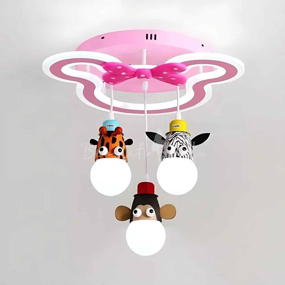 Plafonnier LED Ours en Acrylique avec Foyer Animal Suspendu 3 Lumières Semi-Encastré de Style Moderne en Rose Clearhalo