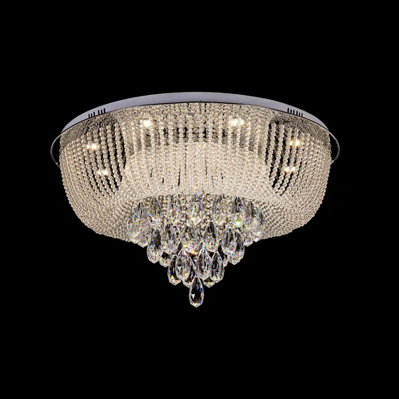 Plafonnier LED en perles de cristal transparent, avec abat-jour rond, moderne, transparent, pour chambre à coucher Clearhalo
