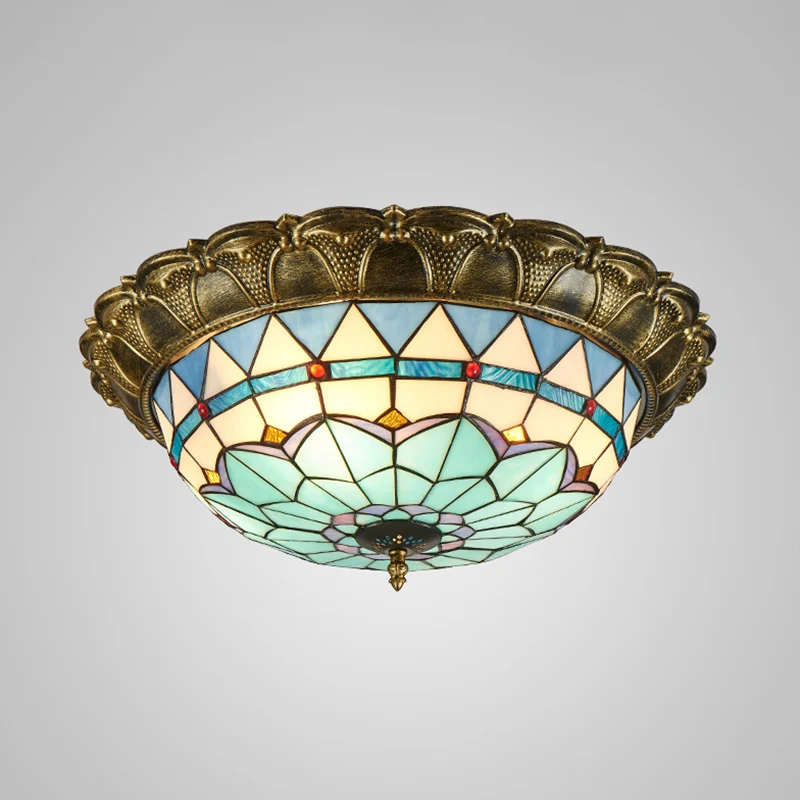 Plafonnier LED plafonnier baroque en forme de dôme en verre teinté en bronze Clearhalo