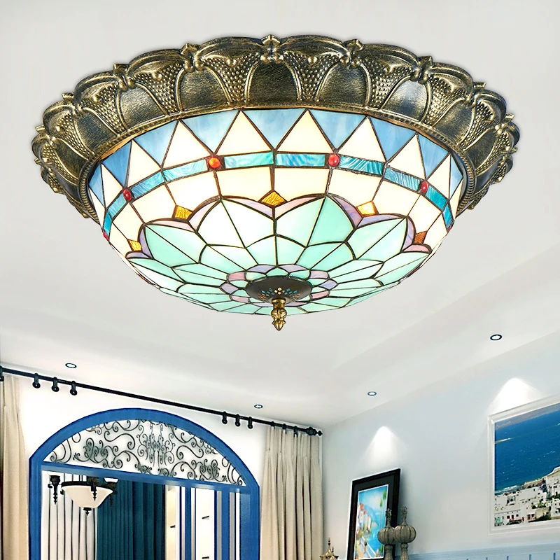 Plafonnier LED plafonnier baroque en forme de dôme en verre teinté en bronze Clearhalo