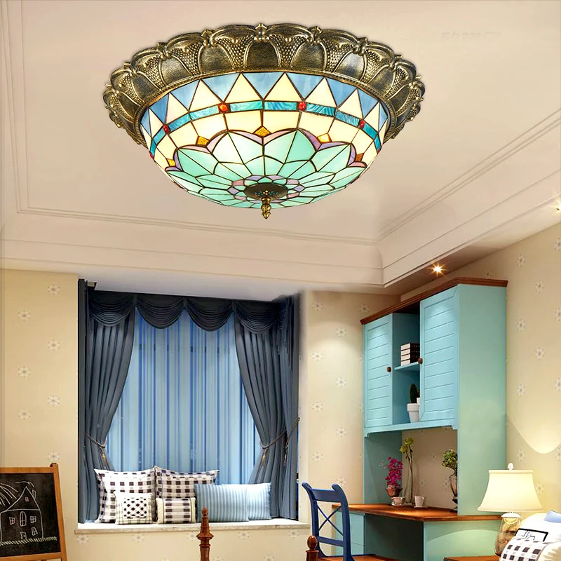 Plafonnier LED plafonnier baroque en forme de dôme en verre teinté en bronze Clearhalo