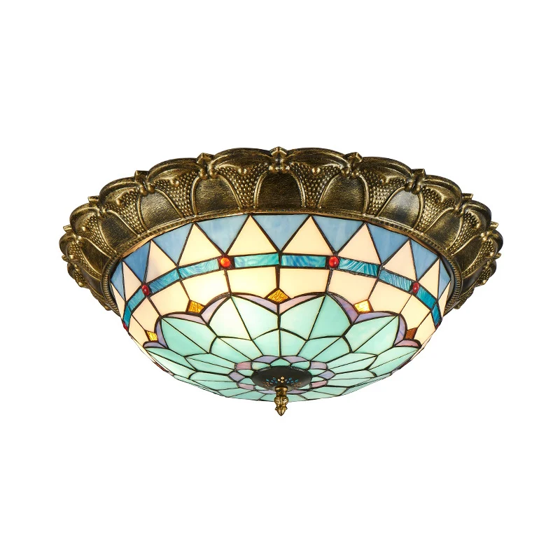 Plafonnier LED plafonnier baroque en forme de dôme en verre teinté en bronze Clearhalo