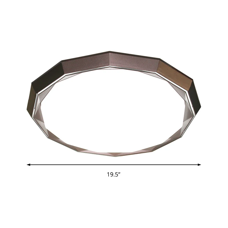 Plafonnier LED polygone avec diffuseur en acrylique givré pour chambre à coucher, marron, 40,6 cm/49,5 cm de diamètre Clea...
