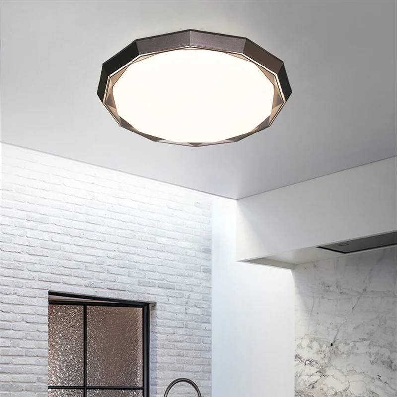 Plafonnier LED polygone avec diffuseur en acrylique givré pour chambre à coucher, marron, 40,6 cm/49,5 cm de diamètre Clea...