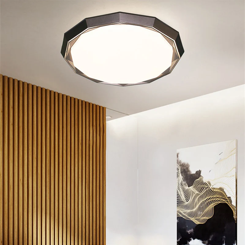Plafonnier LED polygone avec diffuseur en acrylique givré pour chambre à coucher, marron, 40,6 cm/49,5 cm de diamètre Clea...
