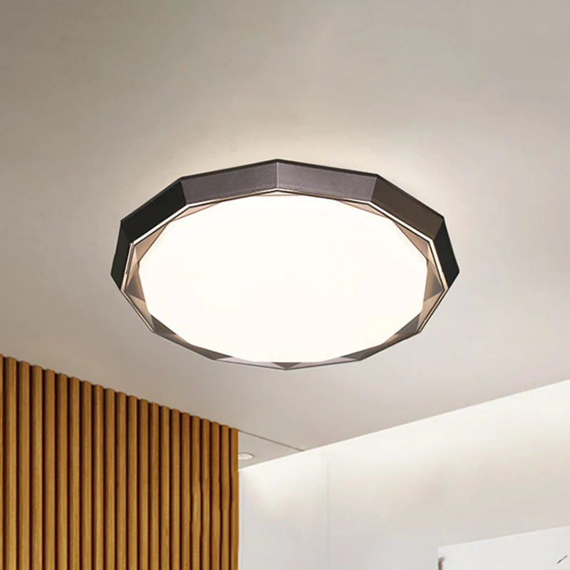 Plafonnier LED polygone avec diffuseur en acrylique givré pour chambre à coucher, marron, 40,6 cm/49,5 cm de diamètre Clea...