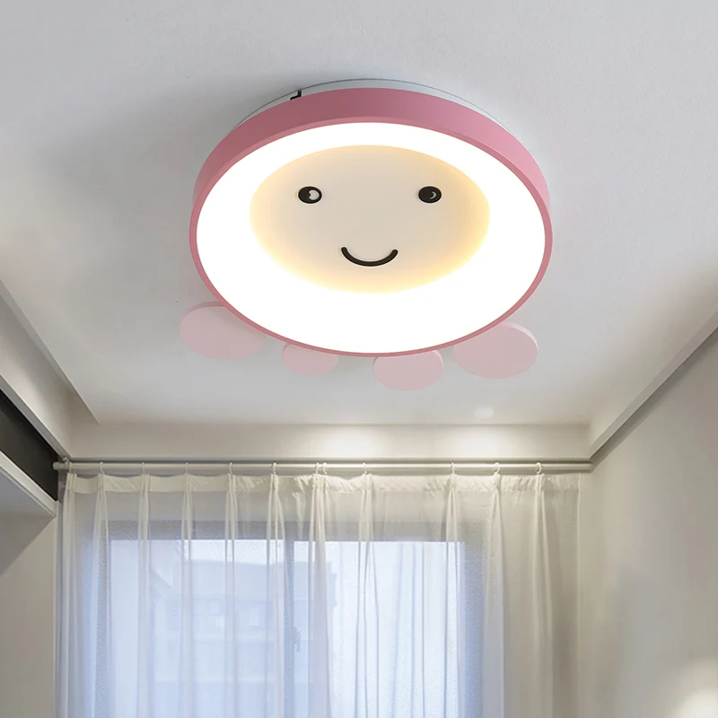 Plafonnier LED pour école maternelle pour enfants, plafonnier rose/bleu avec abat-jour en acrylique poulpe Clearhalo