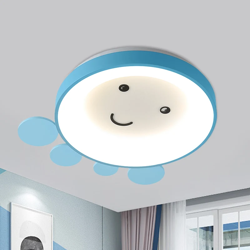 Plafonnier LED pour école maternelle pour enfants, plafonnier rose/bleu avec abat-jour en acrylique poulpe Clearhalo