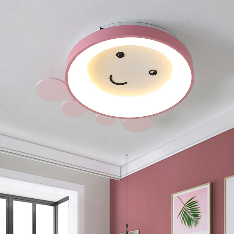Plafonnier LED pour école maternelle pour enfants, plafonnier rose/bleu avec abat-jour en acrylique poulpe Clearhalo