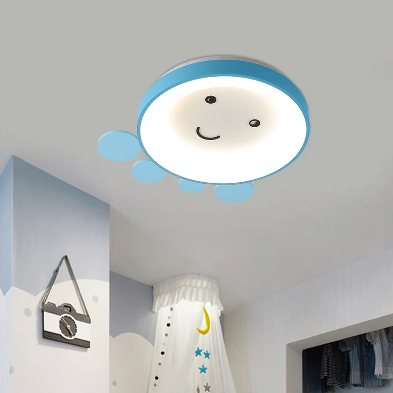 Plafonnier LED pour école maternelle pour enfants, plafonnier rose/bleu avec abat-jour en acrylique poulpe Clearhalo