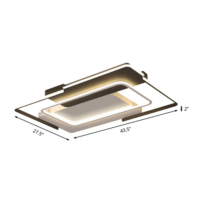 Plafonnier LED rectangulaire en acrylique modernisme, 35.5/43 pouces de large, luminaire de plafond pour salon, lumière bl...