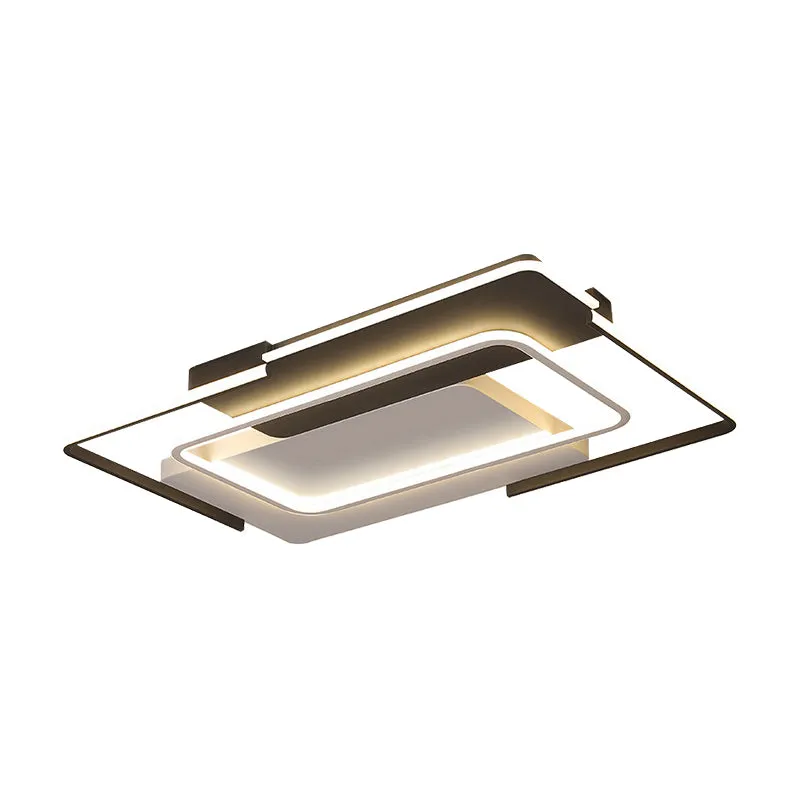 Plafonnier LED rectangulaire en acrylique modernisme, 35.5/43 pouces de large, luminaire de plafond pour salon, lumière bl...