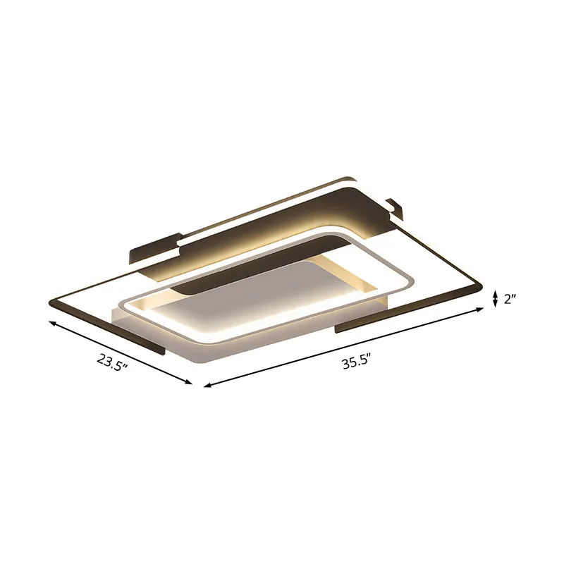 Plafonnier LED rectangulaire en acrylique modernisme, 35.5/43 pouces de large, luminaire de plafond pour salon, lumière bl...