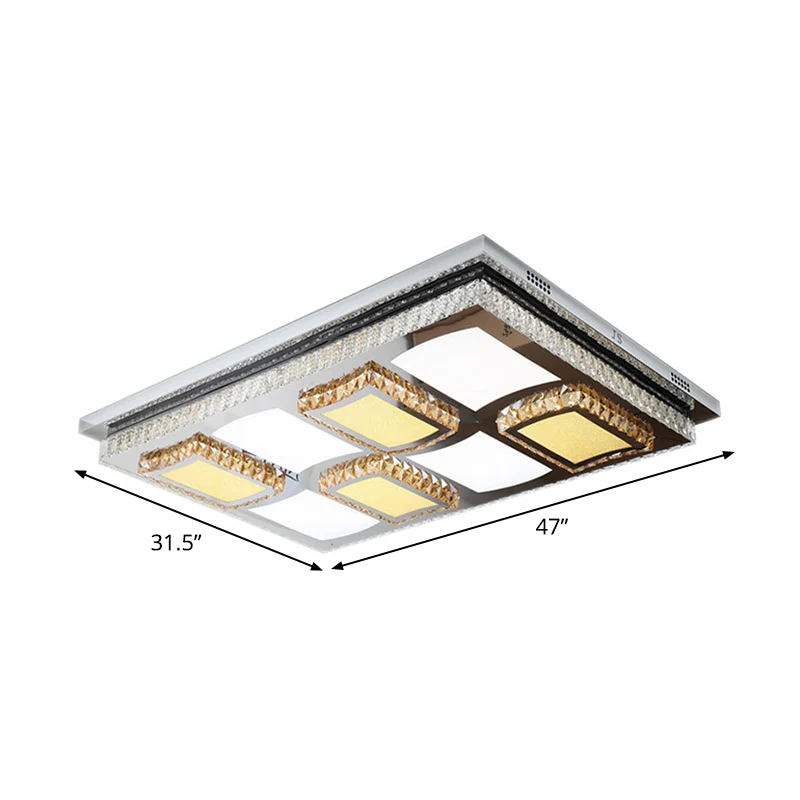 Plafonnier LED rectangulaire en cristal clair Simple, éclairage de plafond avec conception en bloc pour salon Clearhalo