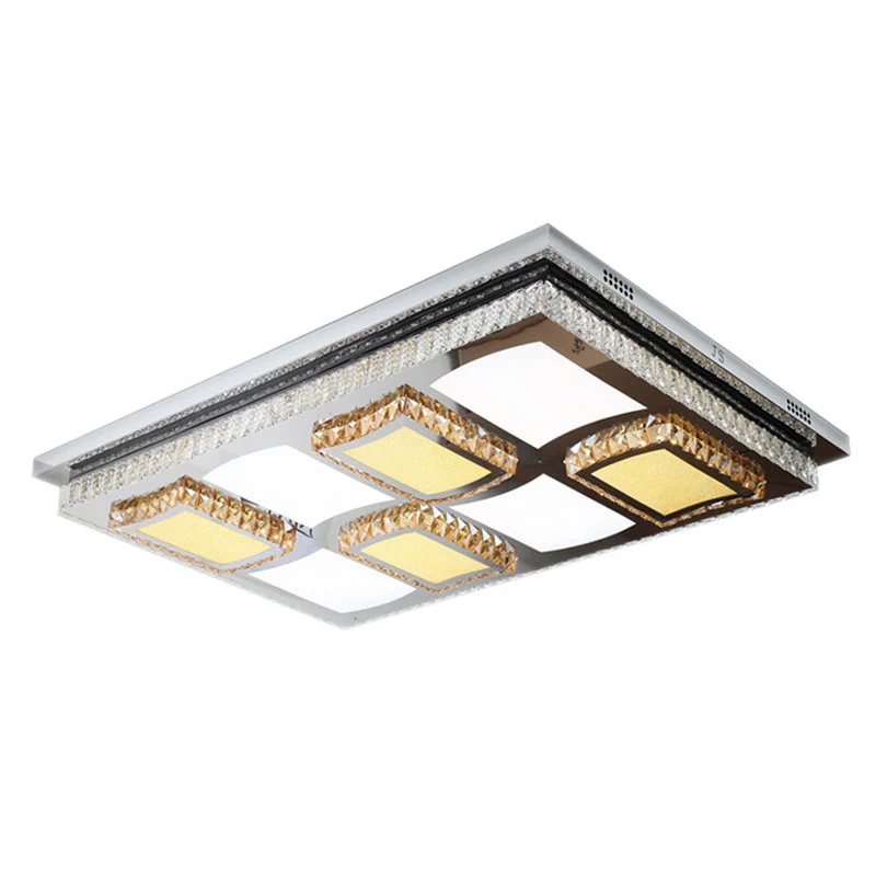 Plafonnier LED rectangulaire en cristal clair Simple, éclairage de plafond avec conception en bloc pour salon Clearhalo