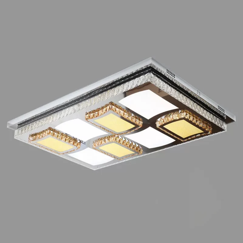 Plafonnier LED rectangulaire en cristal clair Simple, éclairage de plafond avec conception en bloc pour salon Clearhalo