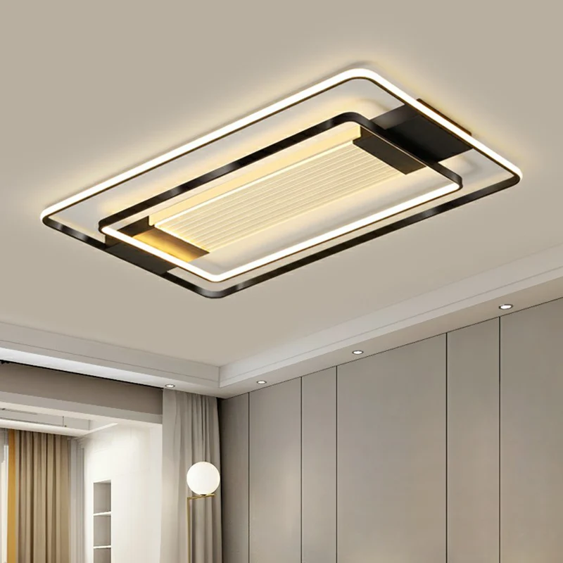 Plafonnier LED rectangulaire au fini noir, plafonnier minimaliste en acrylique, luminaire décoratif de plafond, idéal pour...
