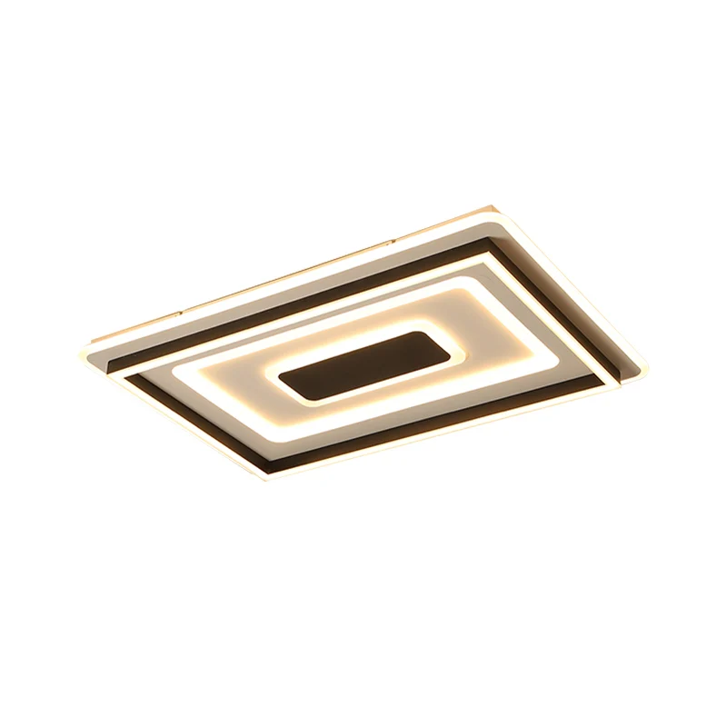 Plafonnier LED rectangulaire à plusieurs niveaux, luminaire moderne à encastrer pour salon, lumière noire, chaude/blanche...