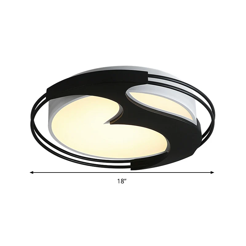 Plafonnier LED rond en acrylique avec motif abstrait, plafonnier pour enfants en noir pour hôtel Clearhalo