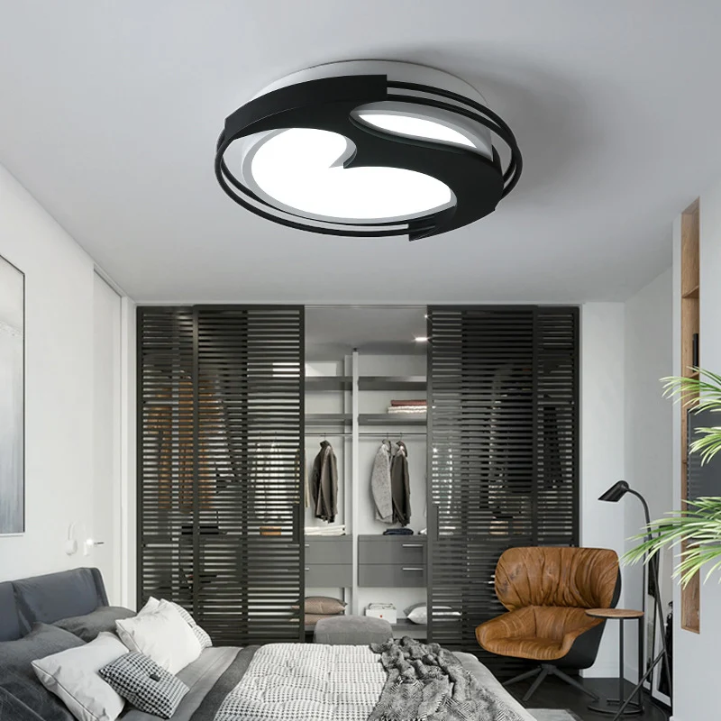 Plafonnier LED rond en acrylique avec motif abstrait, plafonnier pour enfants en noir pour hôtel Clearhalo