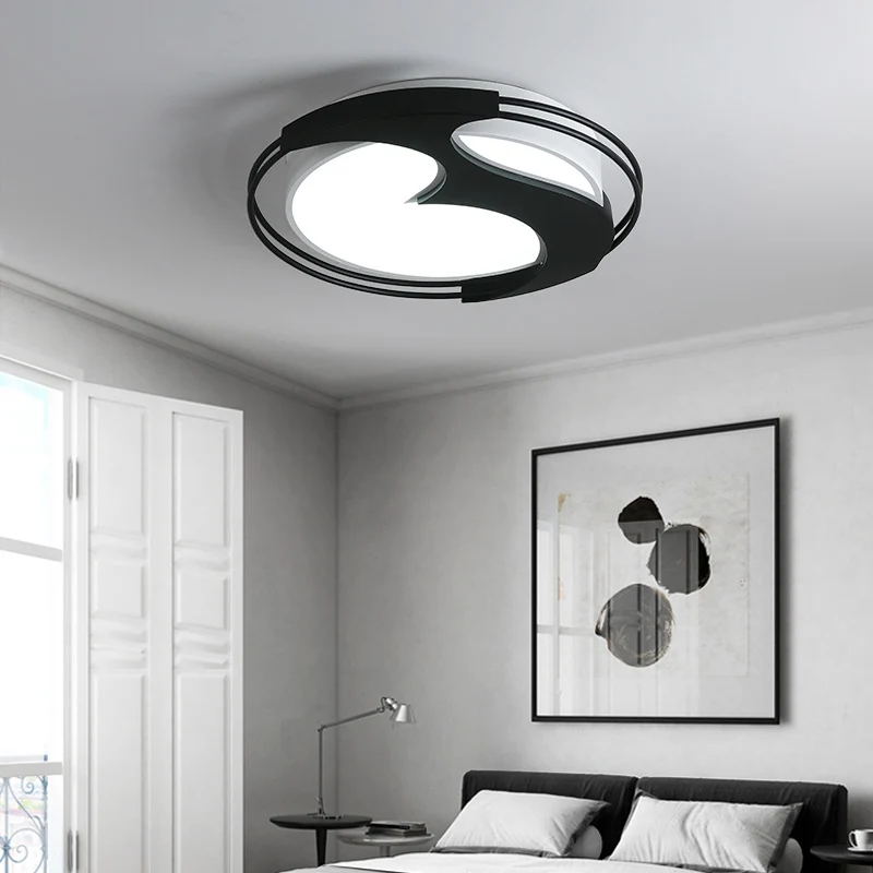 Plafonnier LED rond en acrylique avec motif abstrait, plafonnier pour enfants en noir pour hôtel Clearhalo