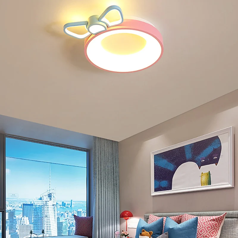 Plafonnier LED rond en acrylique, plafonnier moderne de dessin animé en rose pour chambre de filles Clearhalo