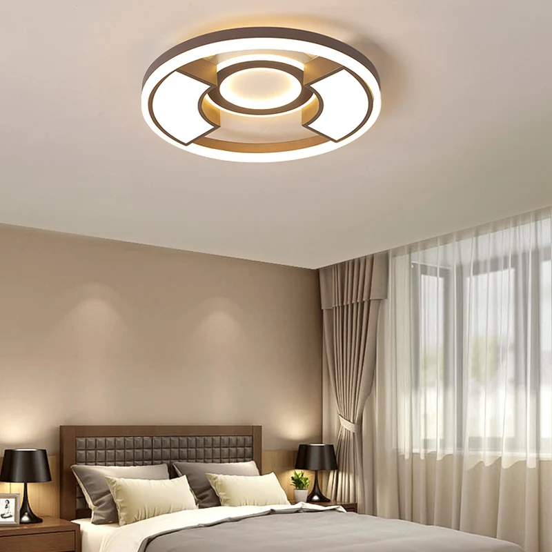 Plafonnier LED rond contemporain en acrylique pour chambre à coucher, lumière chaude/blanche, 16/19,5 pouces de diamètre C...