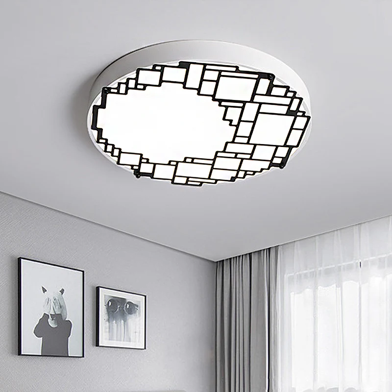 Plafonnier LED rond encastrable de 40,6 cm/49,5 cm de large, luminaire métallique simple pour chambre à coucher, avec moti...