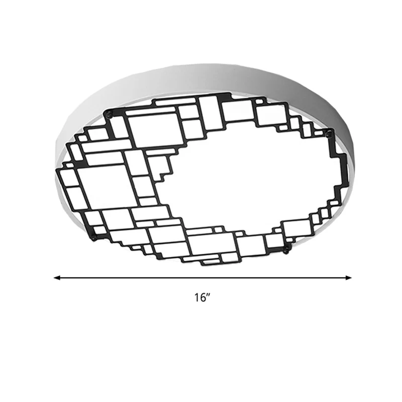 Plafonnier LED rond encastrable de 40,6 cm/49,5 cm de large, luminaire métallique simple pour chambre à coucher, avec moti...