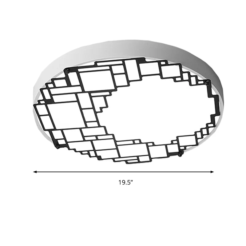 Plafonnier LED rond encastrable de 40,6 cm/49,5 cm de large, luminaire métallique simple pour chambre à coucher, avec moti...