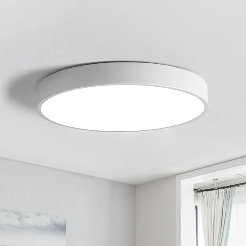 Plafonnier LED rond Extra fin en métal de Style nordique, luminaire de plafond pour chambre à coucher Clearhalo