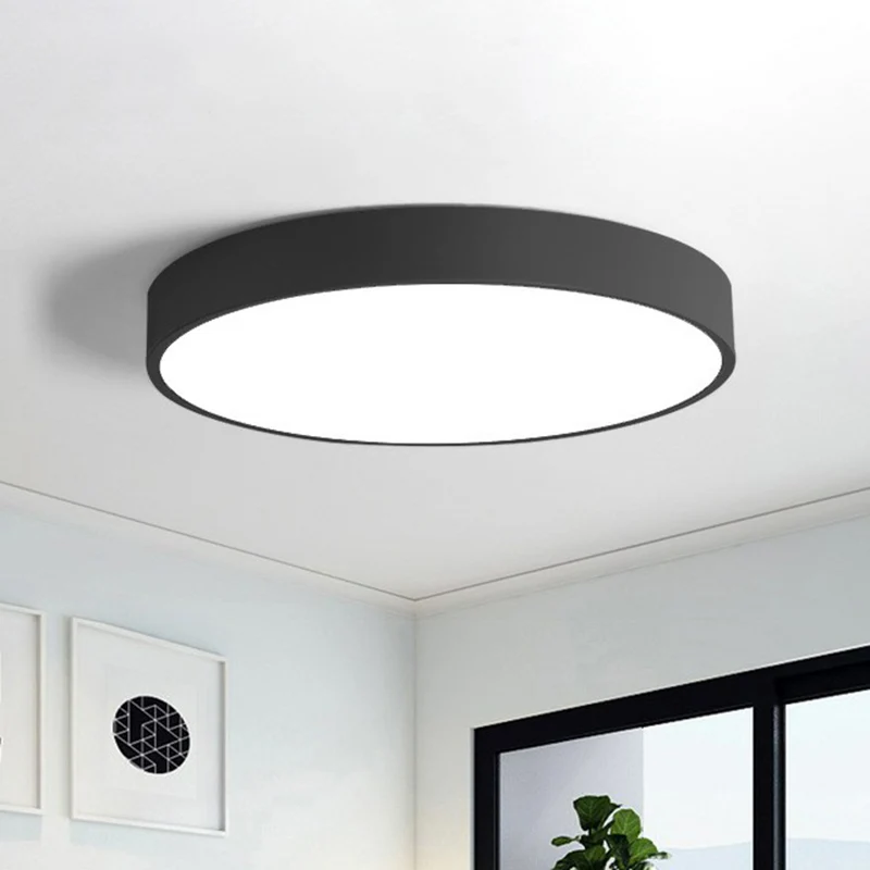 Plafonnier LED rond Extra fin en métal de Style nordique, luminaire de plafond pour chambre à coucher Clearhalo