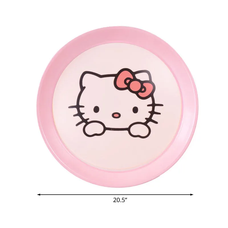Plafonnier LED rond en métal pour chambre d'enfant, éclairage encastré pour enfants en rose avec motif de chat, 16,5"/20,5...