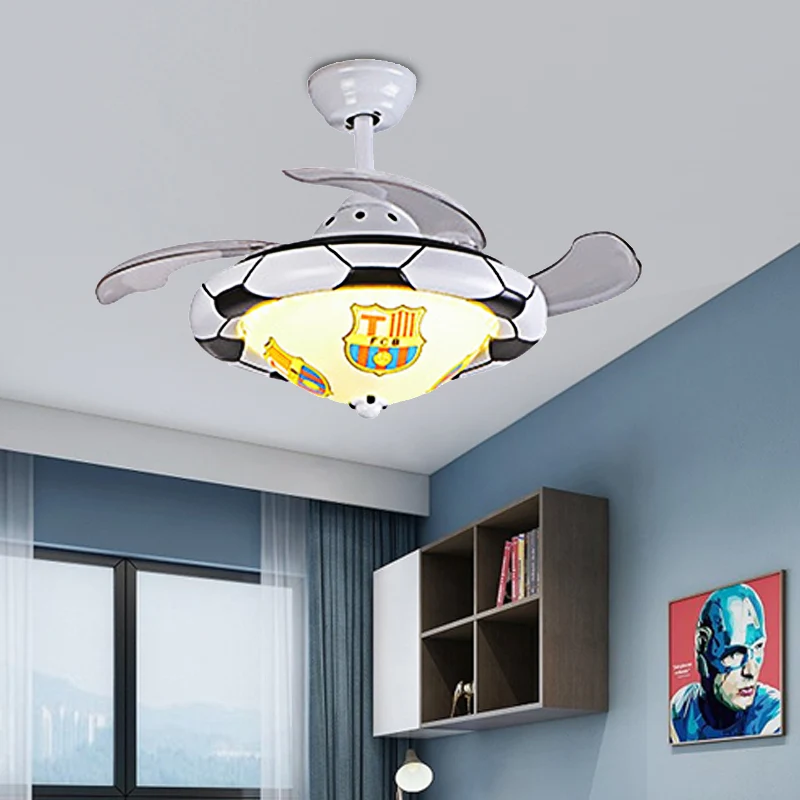 Plafonnier LED rond en résine pour enfants, luminaire décoratif de plafond, bleu/blanc, avec abat-jour en verre dépoli Cle...